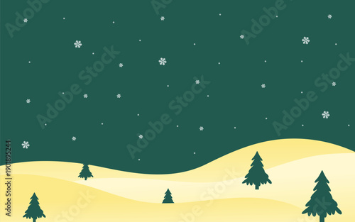 Snowy Winter Night Over Peaceful Hills Background