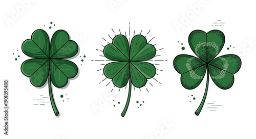 Green Clover Leaves: Four-Leaf and Three-Leaf Symbols of Luck and Nature