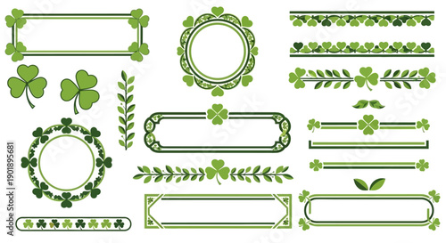 Collection of Saint Patrick's Day Clover and Leaf Borders and Frames