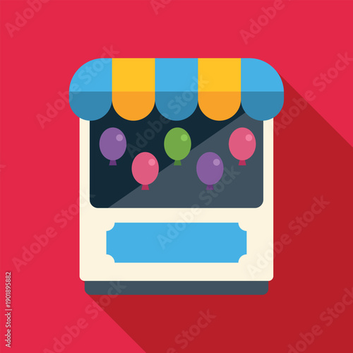Amusement park shooting gallery game stall displaying colorful target balloons