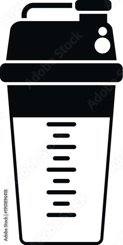 Protein shaker bottle with lid and measurement markings, ideal for fitness and sports nutrition