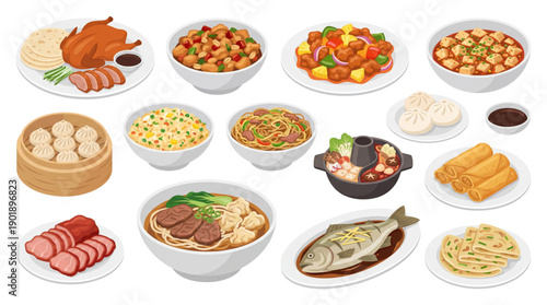 Authentic Chinese Traditional Food Vector Collection on Transparant Background