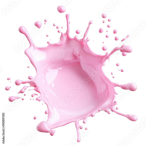 Pink Liquid Splash Against Transparent Background Illustrating Dynamic Movement and Fluidity Displaying Abstract Forms and Vibrant Colors
