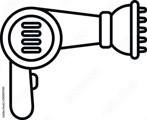 Hair dryer with a diffuser attachment showing hair care and styling tools