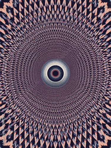 Captivating Abstract Eye Pattern with Radial Geometry and Gentle Color Palette