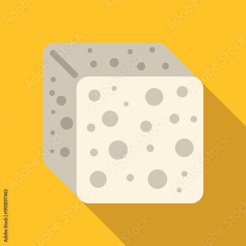 Tofu block presenting a minimalist flat design illustration on a yellow background