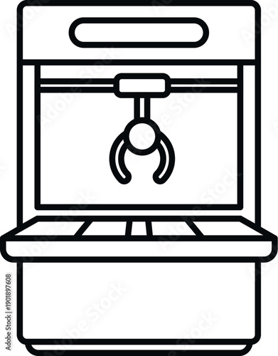 Claw machine icon representing arcade games and prize fetching