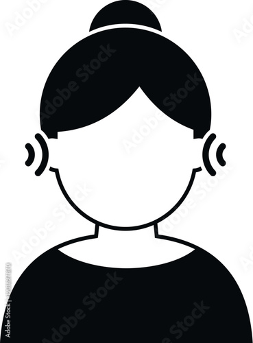 Person showing sound waves indicating hearing, audiology, or deafness concept