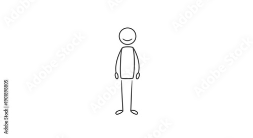 Simple stick figure standing upright with neutral expression on isolated white background