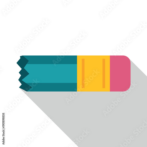 Chewing gum stick in colorful wrapper with long shadow on white background
