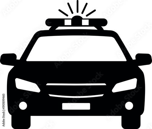 Police Car Front View Silhouette Icon