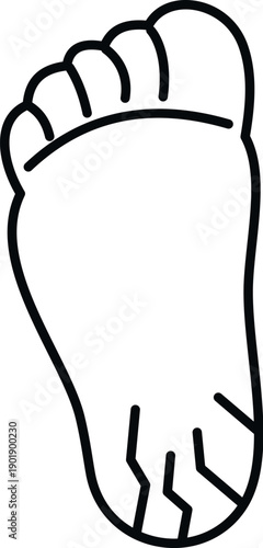 Human foot bottom outline representing cracked dry heel skin condition