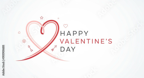 Wallpaper Mural Happy valentine's day greeting card with heart design and text on white background Torontodigital.ca