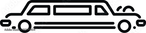 Limousine car icon on white background symbolizing luxury travel and vip service