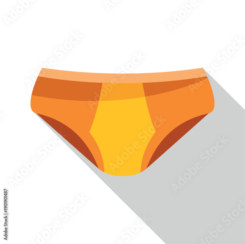 Underwear illustration depicting a single pair of orange briefs with a long shadow