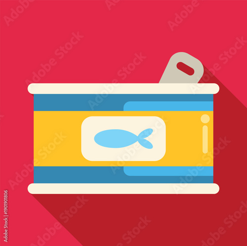 Canned fish packaging with an easy open lid and fish icon