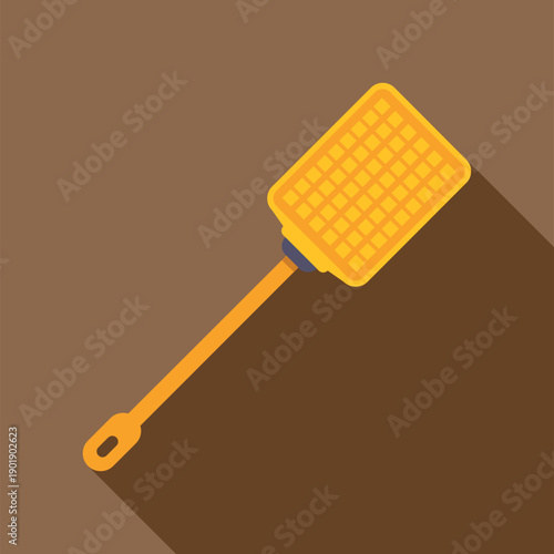 Yellow fly swatter for pest control with a long shadow