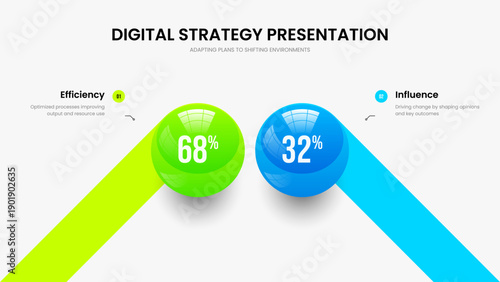 Colorful Planning Presentation Template Vector Illustration. Educational Analysis Two Step Chart Slide Design. Professional Growth 2 Option Diagram Slideshow Layout.