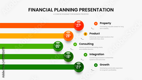 Medical Review Slideshow Design Vector Illustration. Market Briefing 5 Element Infographic Frame Template. Creative Overview Five Step Graph Slide Layout.