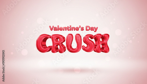 Valentine's day crush greeting with red 3d text on pastel background
