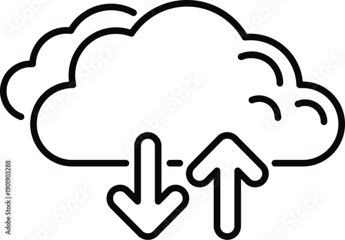 Cloud icon with arrows symbolizing data transfer and synchronization