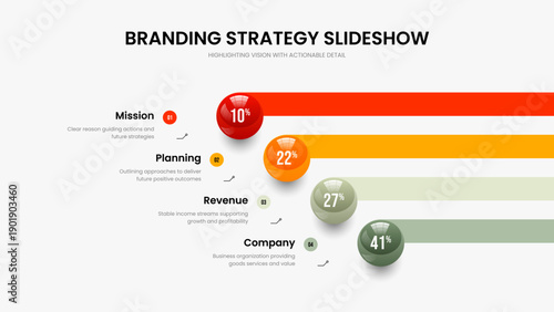 Advertising Visualization Presentation Design Vector Illustration. Elegant Launch Four Option Graph Slide Layout. Professional Profile 4 Element Diagram Frame Template.