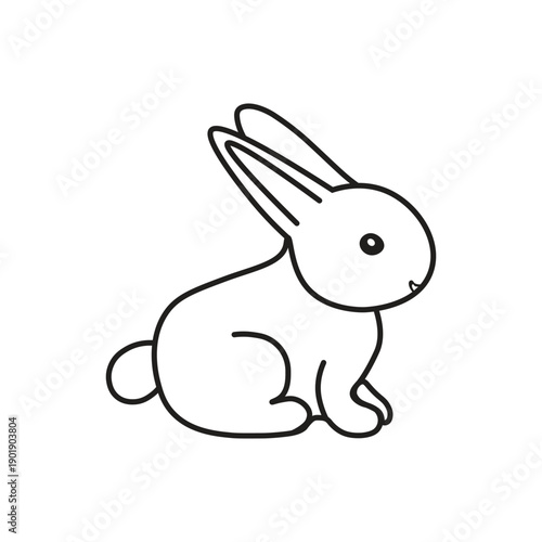 A cute cartoon rabbit sitting and looking to the right