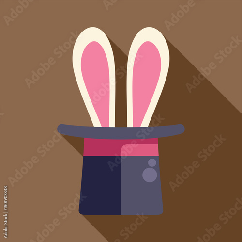 Bunny ears emerging showing a classic magic trick with a top hat