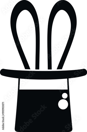 Rabbit ears emerging from a magician's top hat, representing illusion and entertainment