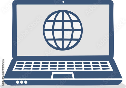 Simple Flat Icon of Digital Nomad and Remote Work