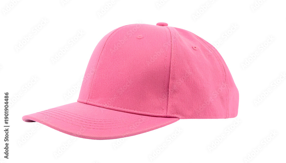 Fototapeta premium A vibrant, solid-pink baseball cap, set against a black background