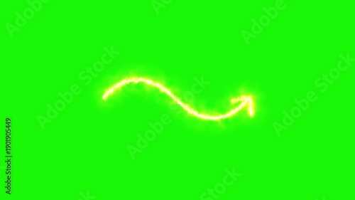 Animated Fiery Arrow Curve on Vibrant Green Background