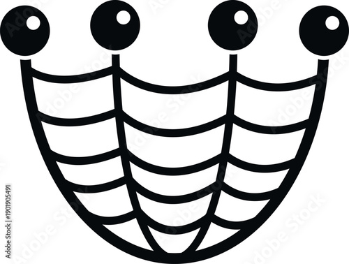 Flying spaghetti monster icon representing pastafarianism religion, black and white vector symbol