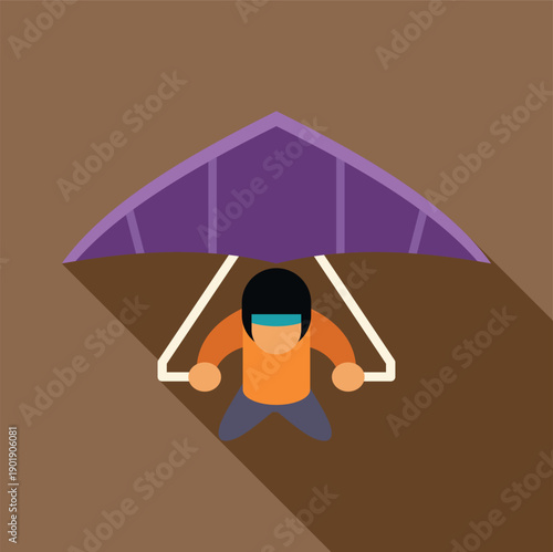 Person hang gliding flat design icon illustration