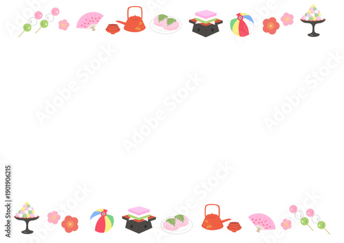 ひな祭り素材の上下フレーム