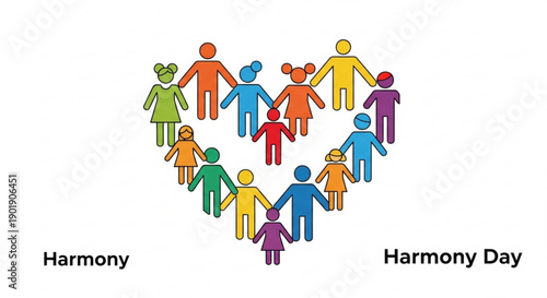 Diverse group of people holding hands in a heart shape for harmony day symbolizing unity and togetherness