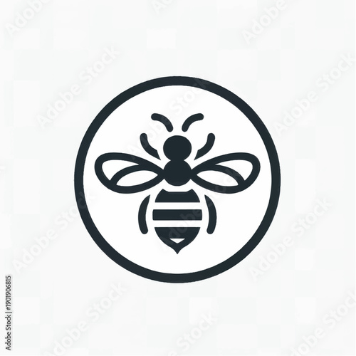 Black Bee Icon in Circle Logo.