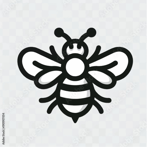 Simple Black Bee Illustration with Stripes.