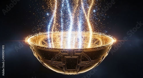 Wallpaper Mural Golden Bowl with Magical Energy Streams - A Captivating Fantasy Scene. Torontodigital.ca