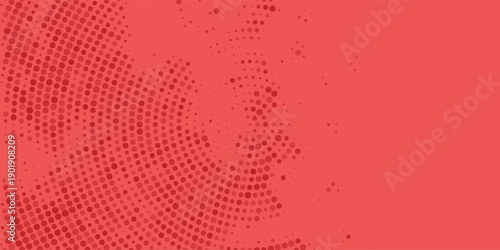 Red halftone pattern. Retro comic gradient background. Bright pixelated dotted texture overlay. Cartoon pop art faded gradient pattern. Vector backdrop for poster, banner,Vector