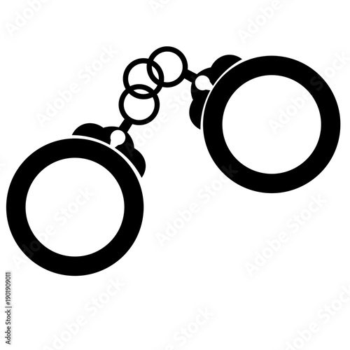 Isolated Black Handcuffs with Chain