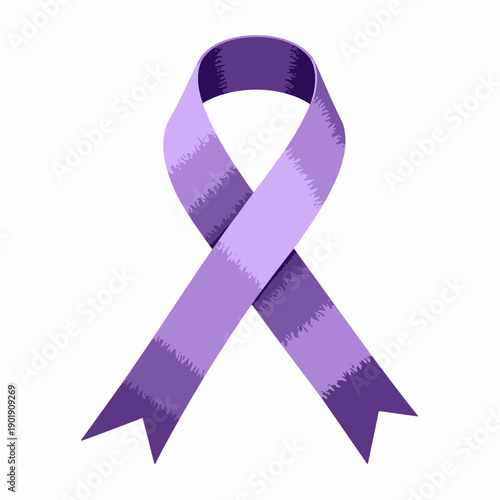 Illustration of a Purple Ribbon Representing Awareness and Support in Various Health-Related Causes Such as Cancer, Domestic Violence, and Epilepsy