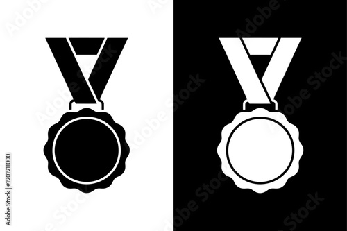 Achievement Ribbon Badge Rosette Icon. Modern Flat Award Certificate Symbols for Interface Design