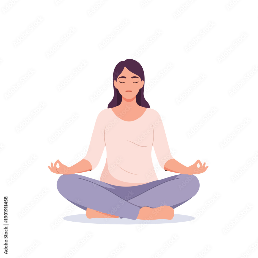 Obraz premium A woman sits cross-legged in meditation