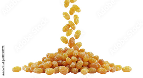 Golden Raisins Falling and Piling Up