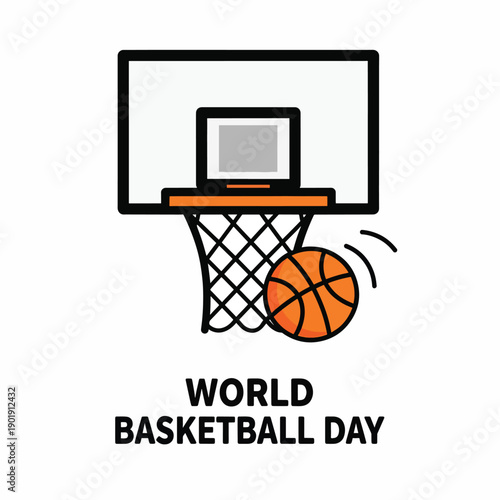 A basketball going through a hoop on World Basketball Day