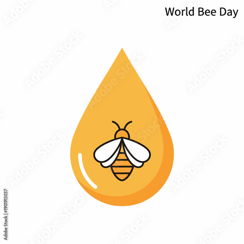 A bee icon on a honey droplet, World Bee Day celebration