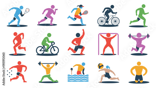 Sports Silhouettes: A vibrant collection of sports silhouettes showcase a variety of athletic activities, celebrating movement and competition.