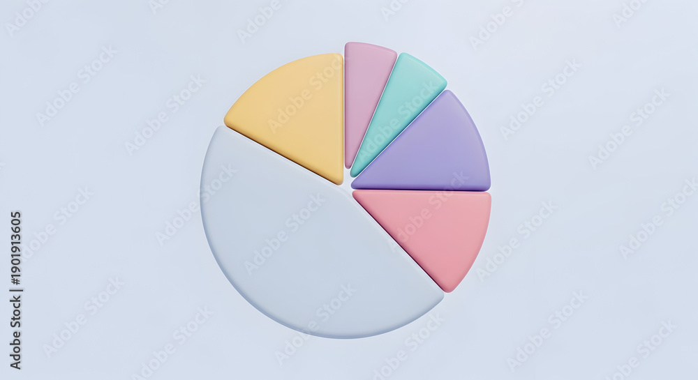 Obraz premium Pastel colored pie chart on blue