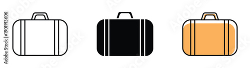 Suitcase icon set outline filled and color vector graphic luggage travel bag symbol illustration vacation trip baggage
